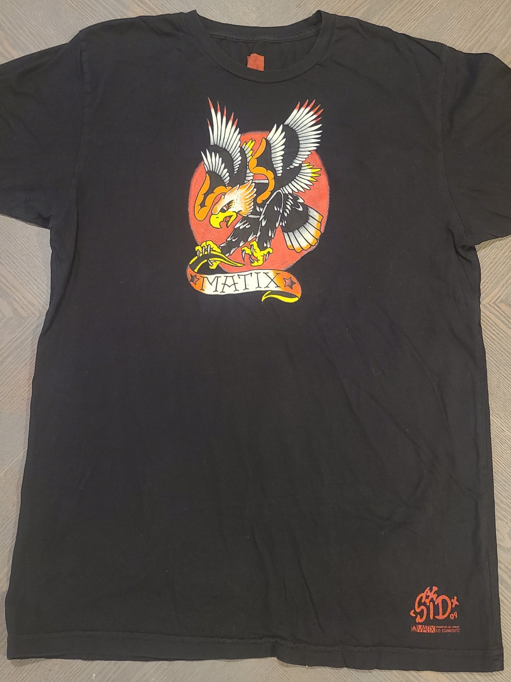Y2K Sid Stankovitz Matix Signature Tattoo Art Series Black Graphic Crew Tee XL